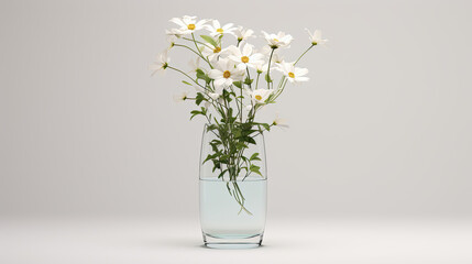 bouquet of white flowers in vase with copy space