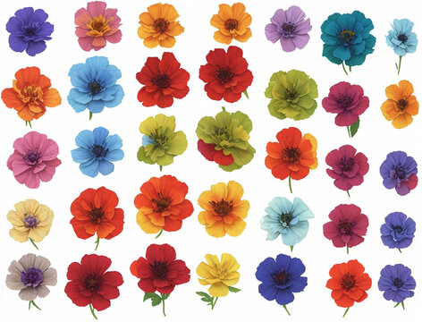 set of colorful flowers © Алена Харченко