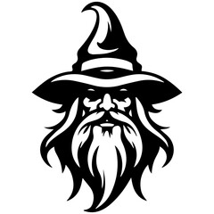 black and white Wizard Silhouette 