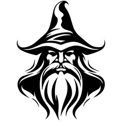 black and white Wizard Silhouette 