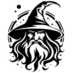 black and white Wizard Silhouette 