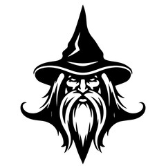 black and white Wizard Silhouette 