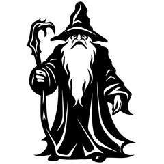 black and white Wizard Silhouette 