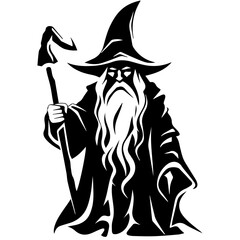 black and white Wizard Silhouette 