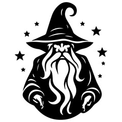 black and white Wizard Silhouette 