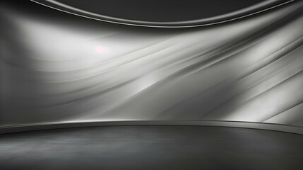 Silver Wall with beautiful Lighting. Elegant minimalist background for product presentation.