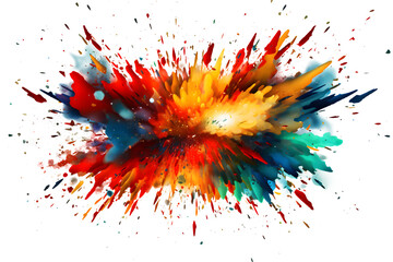 explosion powder with different colors splash isolated on transparent background