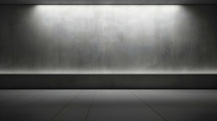 Silver Wall with beautiful Lighting. Elegant minimalist background for product presentation.