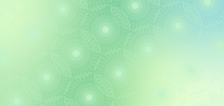 blue and green guilloche background with rosette 