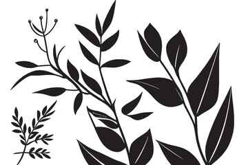 A Collection of Garden Vector Icons Featuring Seed in Soil, Flower Pot, and Black Silhouetted Growth Elements, Isolated on a White Background.