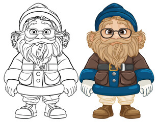 Isolated Elderly Grandfather Country Man Cartoon Character