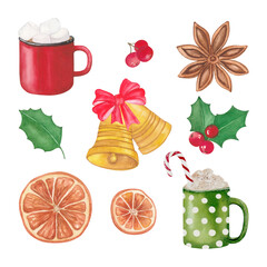 Christmas drinks, spices, holly