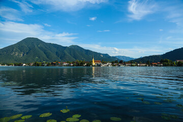 Rottach-Egern with water lilies in Tegernsee