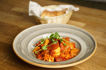 Ratatouille with eggs and sausage, traditional Hungarian lecso