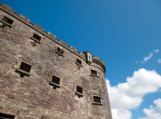Old celtic castle tower walls, Cork City Gaol prison in Ireland. Fortress, citadel background