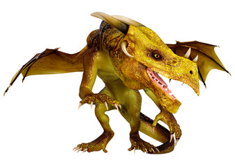 3D Rendering Fairy Tale Dragon on White