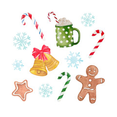 Watercolour clipart Christmas sweets and drinks
