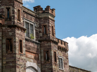 Old celtic castle tower walls, Cork City Gaol prison in Ireland. Fortress, citadel background