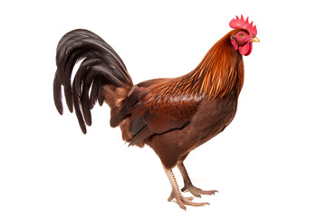 Rhode island red cockeral chicken cut out rhode island red rooster male isolated on a white background - obrazy, fototapety, plakaty