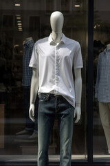 Mannequin in a menswear store. Generative AI.