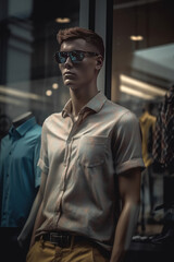 Fototapeta premium Mannequin in a menswear store. Generative AI.