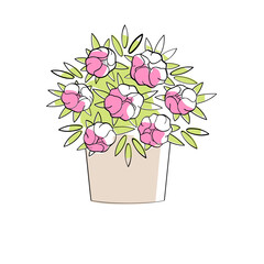 flower pot with peonies 