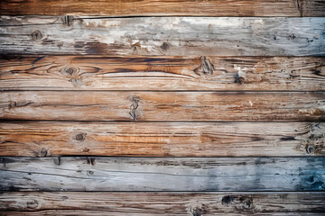 Grunge wooden background. Weathered horizontal timbers. Generative AI