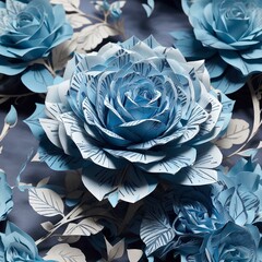 A beautiful blue, white rose made of paper in an attractive and professional way