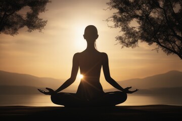 Naklejka premium silhouette of a person in yoga pose