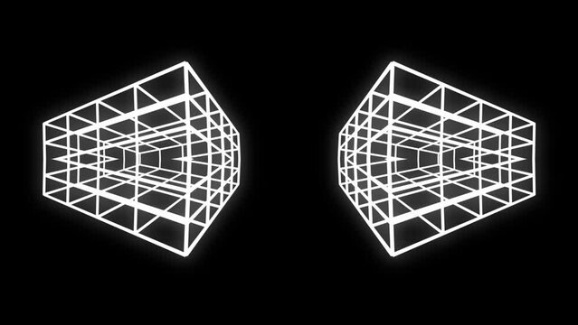 Virtual geometrical white motion laser lines effect on black motion background VJ Loop