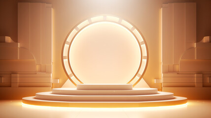 product display background with light frame. 3d podium for your product. Generative AI