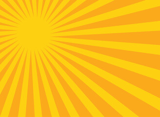 Fototapeta premium Sun rays background. Pop art sun rays background. Vector illustration of retro template for yellow with radial stripes on orange.