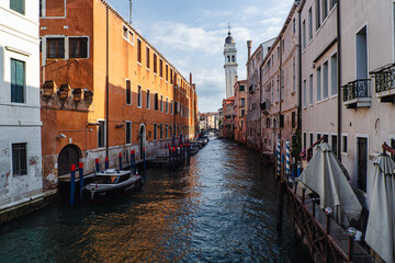 Fototapeta na wymiar Venice canal with tower