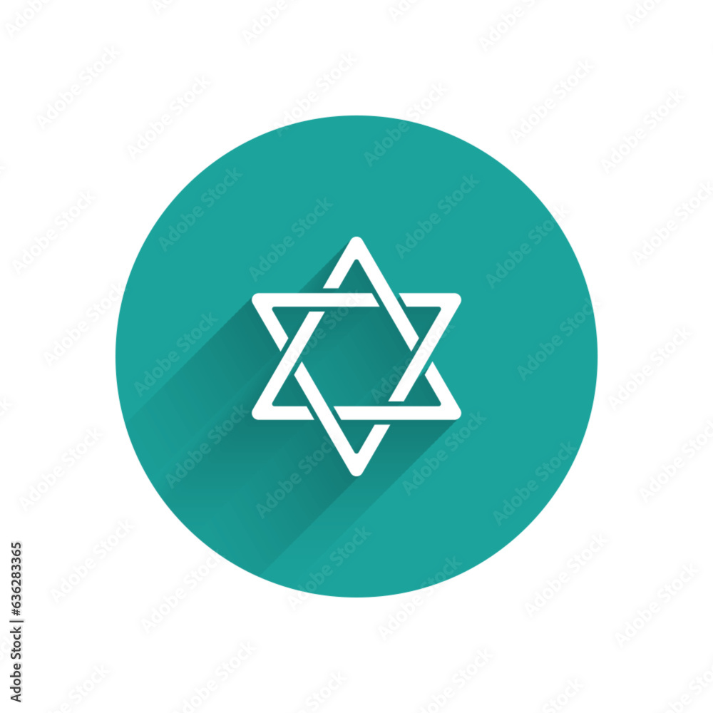 Canvas Prints white star of david icon isolated with long shadow. jewish religion symbol. symbol of israel. green 