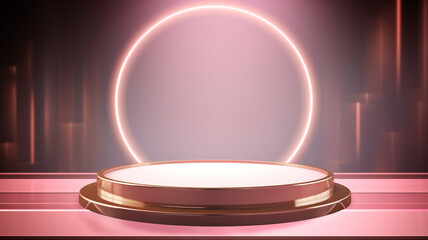 product display background with light frame. 3d podium for your product. Generative AI