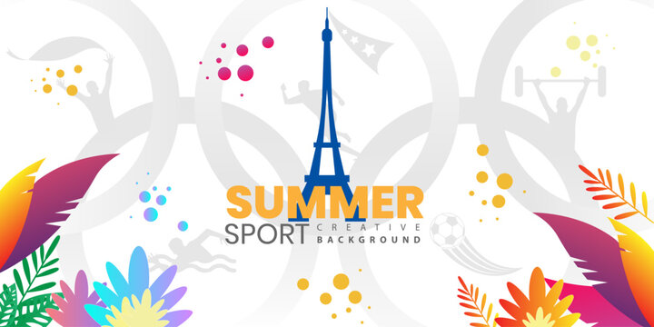 Summer Game Competition background, sport concept, Paris, 2024, vector illustration 