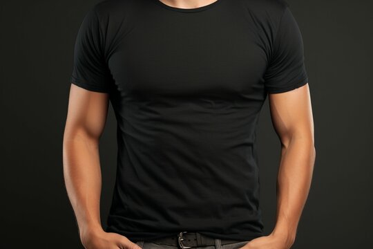 Clean and cool guy wears black tee, embodying simplicity with a stylish edge Generative AI