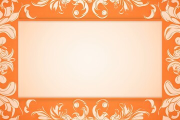 abstract leaves frame pattern on orange background with copy space