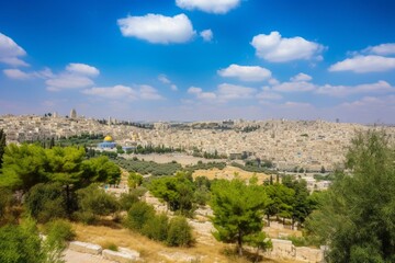 Fototapeta na wymiar Panoramic view of breathtaking Jerusalem. Generative AI