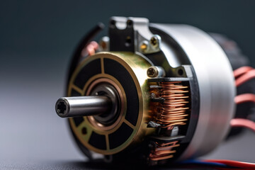 Fototapeta na wymiar Precision and Innovation Unveiled: Exploring the Intricate Wiring and Electromagnetic Components of a High-Speed Brushless DC Motor