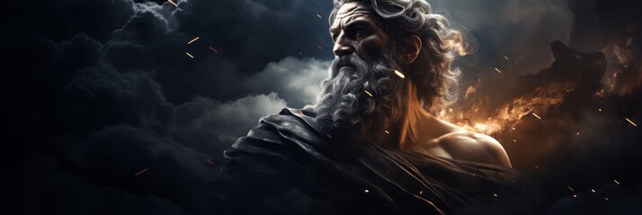 Obraz premium Zeus - The greek god of thunder.generative ai 