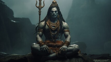Shiva - The hindu god of destruction.generative ai
 - obrazy, fototapety, plakaty