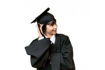 Little university girl over isolated background thinking an idea