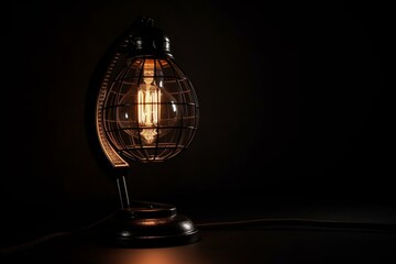 A 3D lamp with a black background. Generative AI