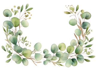 Eucalyptus leaves in watercolor isolated