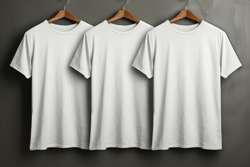 Obraz premium Minimalist elegance gray backdrop accentuates white t shirts, ready for customization Generative AI
