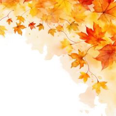 Naklejka na ściany i meble Autumn background with watercolor maple leaves