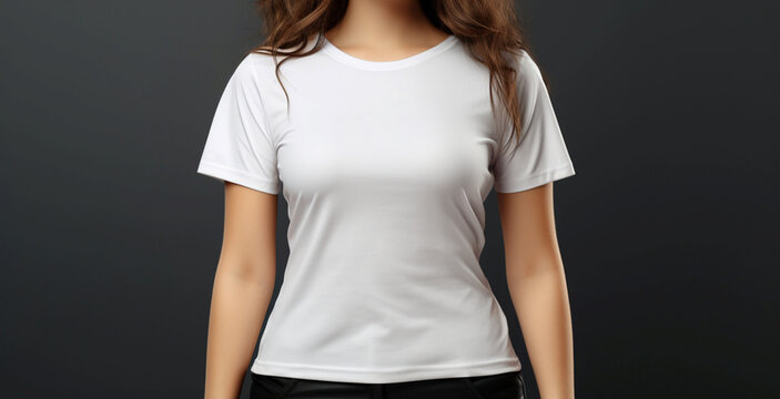 Personalized fashion lady in blank shirt, ready to showcase individualized style interpretations Generative AI