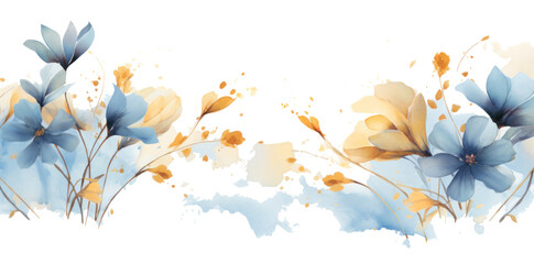 Autumn flowering watercolor leaves isolated