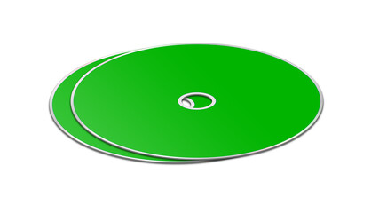 CD or DVD blank template green for presentation layouts and design. 3D rendering.